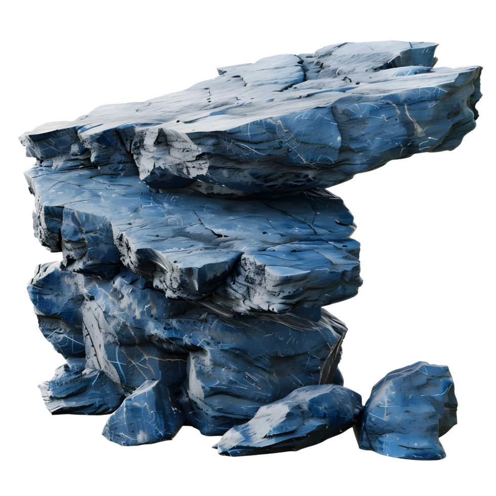 Blue rock platform isolated on transparent background png