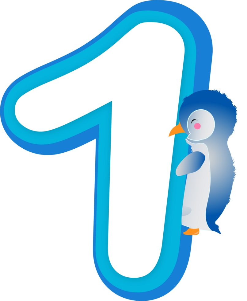 Cartoon Character, Penguin, Number 1 png