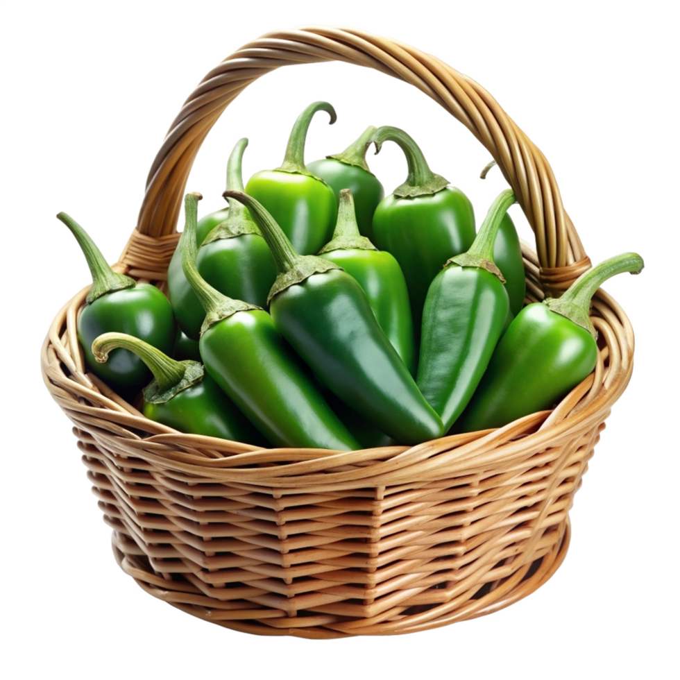Jalapeno Chili in A Wicker Basket Design png