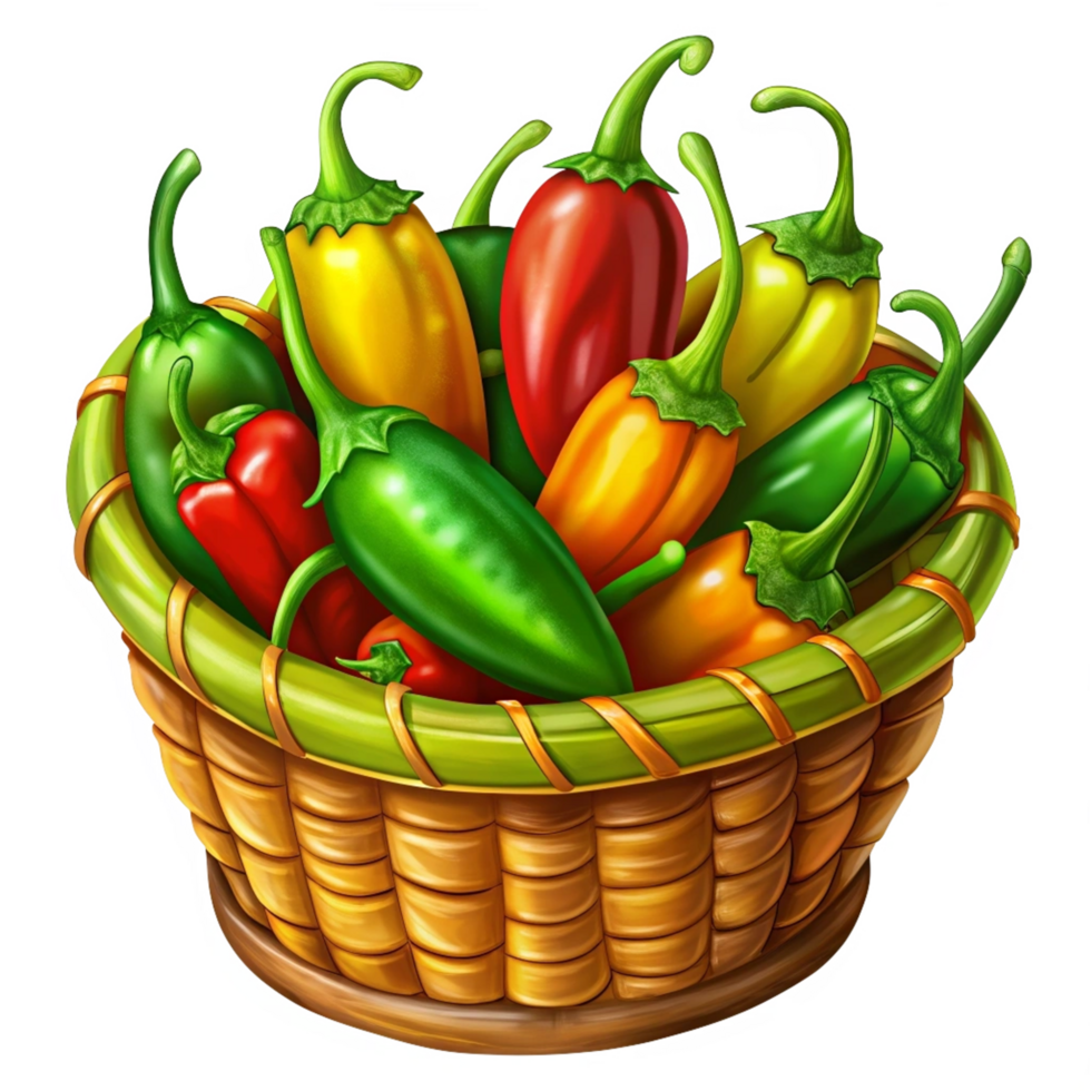 Jalapeno in A Wicker Basket Image Clip Art png