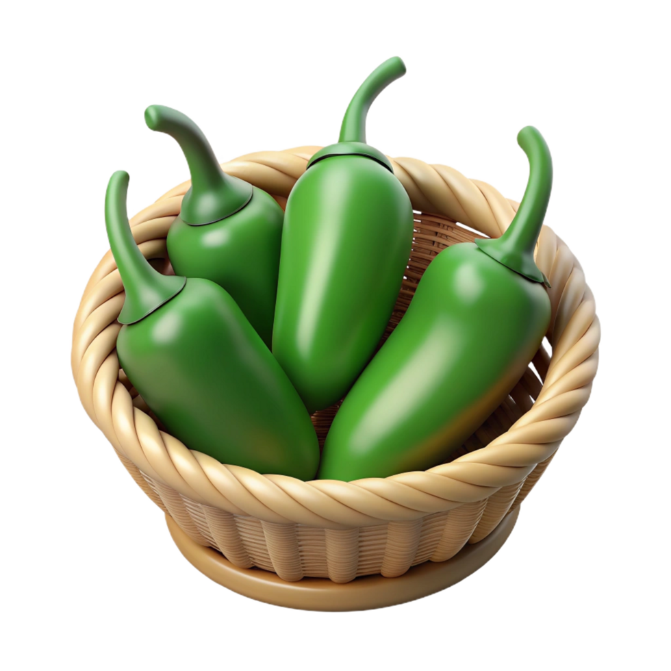 Jalapeno in A Wicker Basket 3d Graphic png