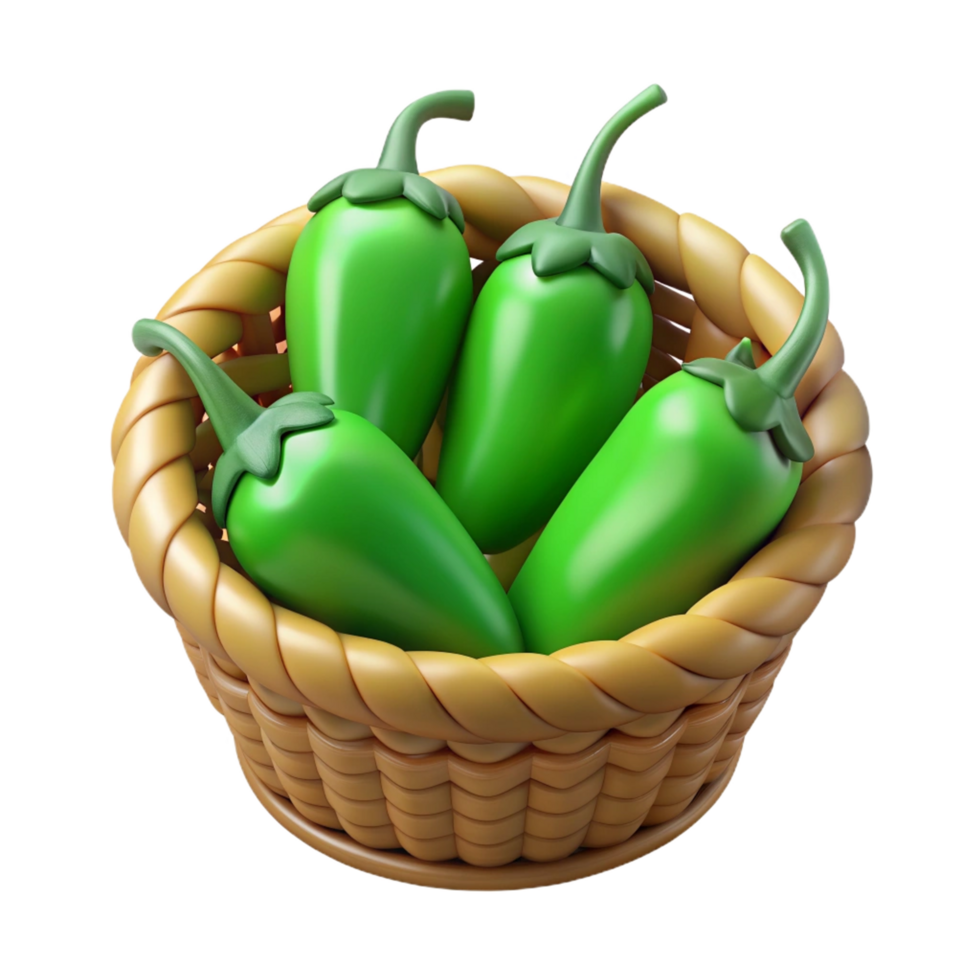 Jalapeno in A Wicker Basket 3d Design png