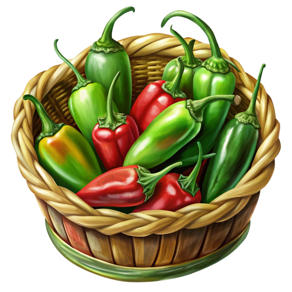 Jalapeno in A Wicker Basket Asset png