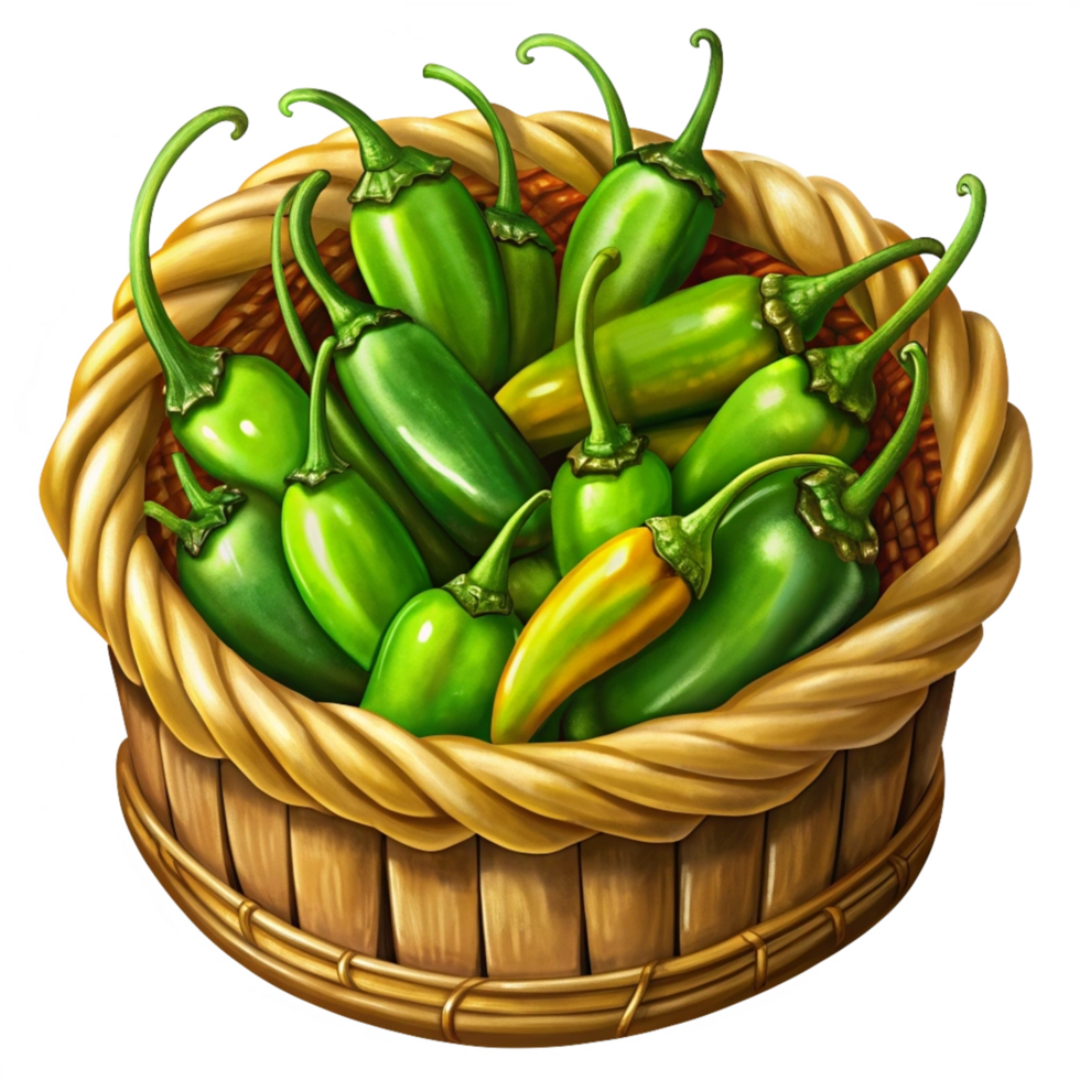 Jalapeno in A Wicker Basket Graphic png