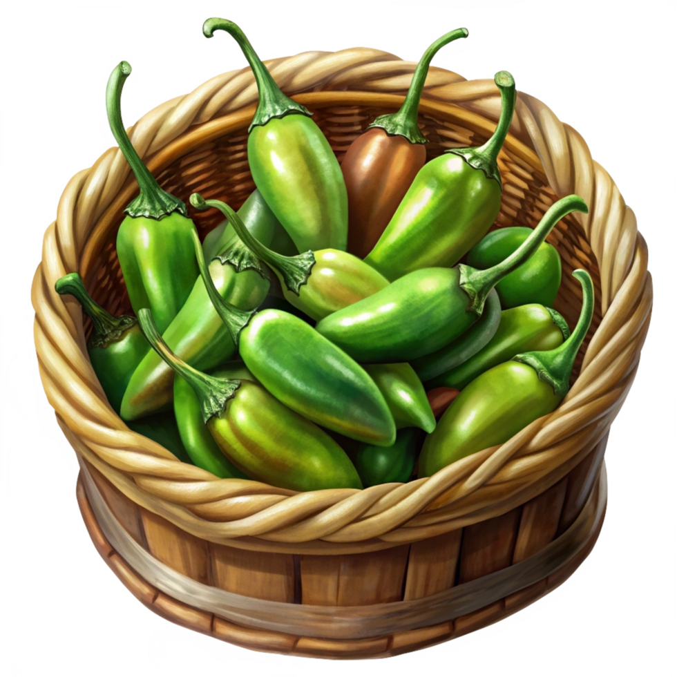 Jalapeno in A Wicker Basket Design png