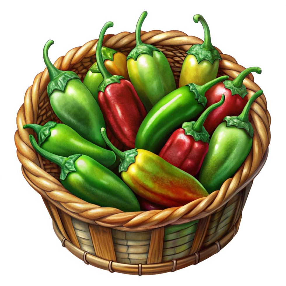 Jalapeno in A Wicker Basket Style png