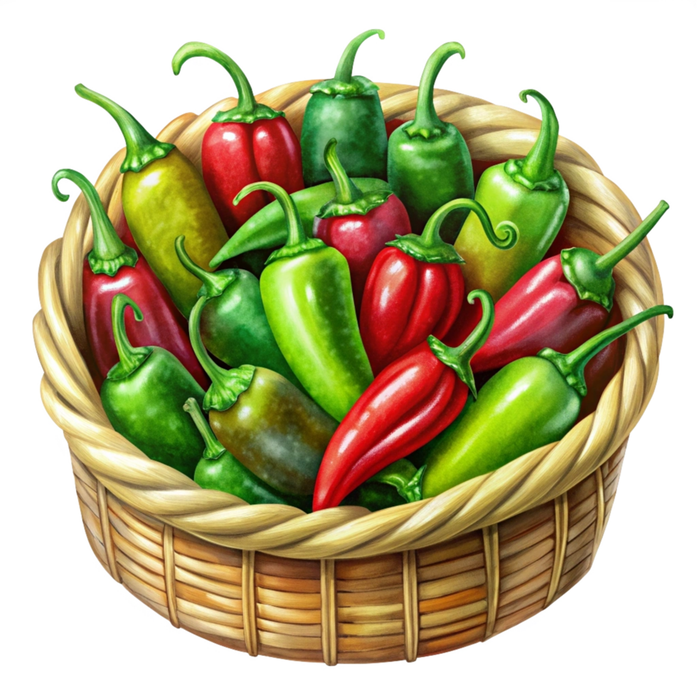 Jalapeno in A Wicker Basket Concept png