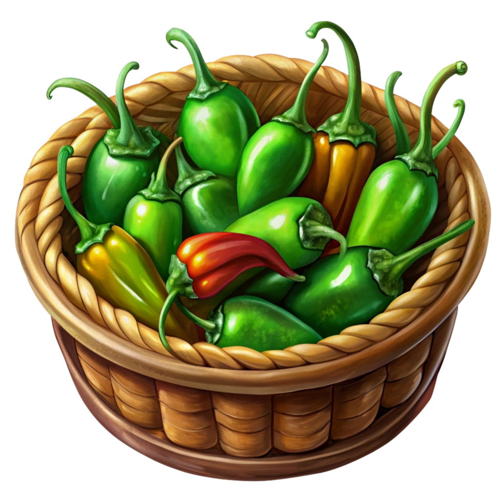 Jalapeno in A Wicker Basket Image png
