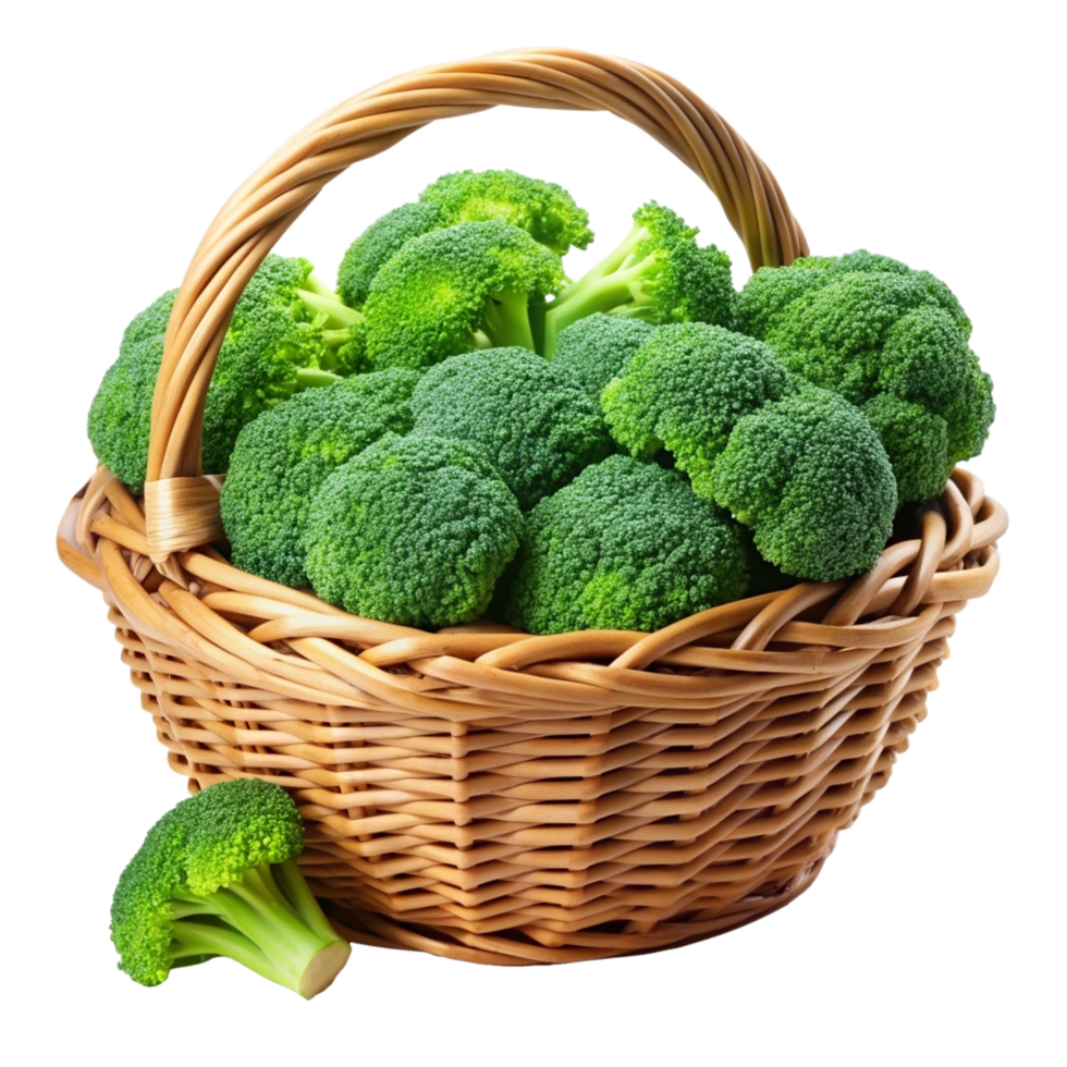 Broccoli in A Wicker Basket Photo png