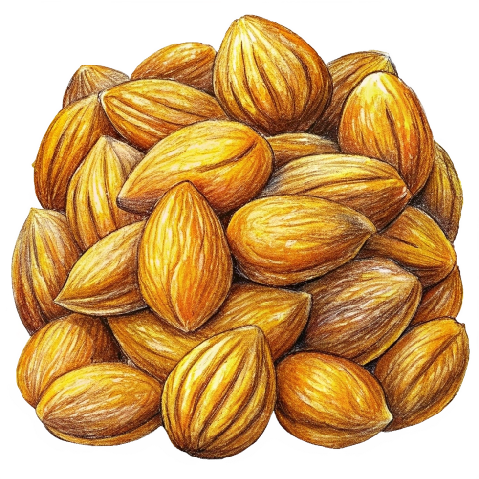 Heap of Almonds Hand Drawn Drawing png