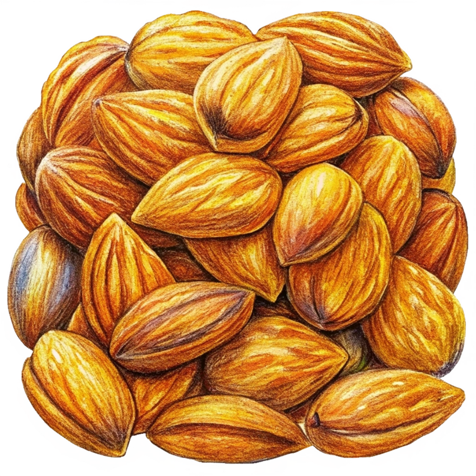 Heap of Almonds Hand Drawn Style png