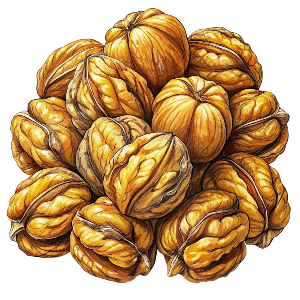 Heap of Walnuts Hand Drawn png