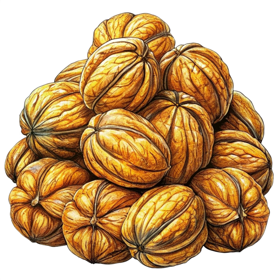 Heap of Walnuts Hand Drawn Art png