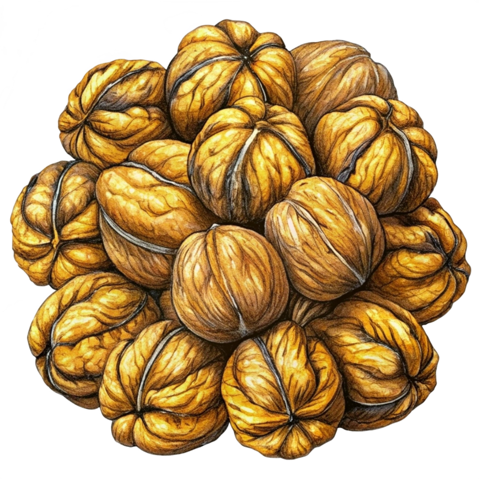 Heap of Walnuts Hand Drawn Concept png