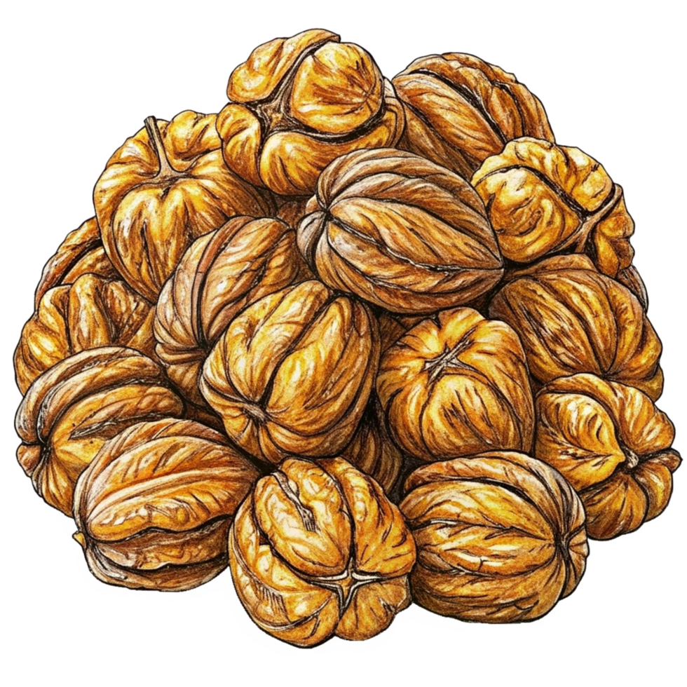 Heap of Walnuts Hand Drawn Drawing png