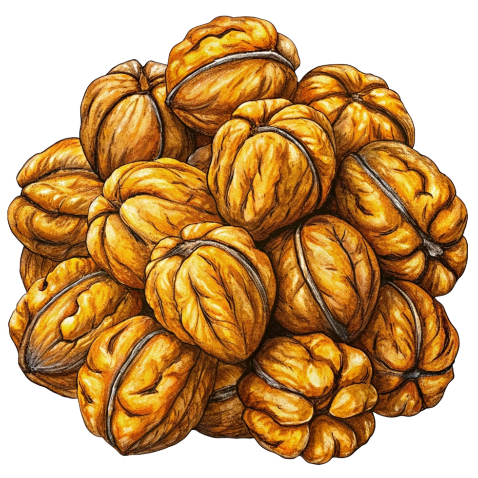 Heap of Walnuts Hand Drawn Style png