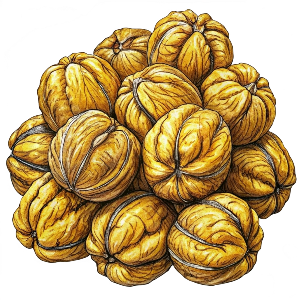 Heap of Walnuts Hand Drawn Design png