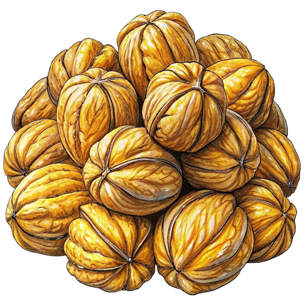 Heap of Walnuts Hand Drawn Illustration png