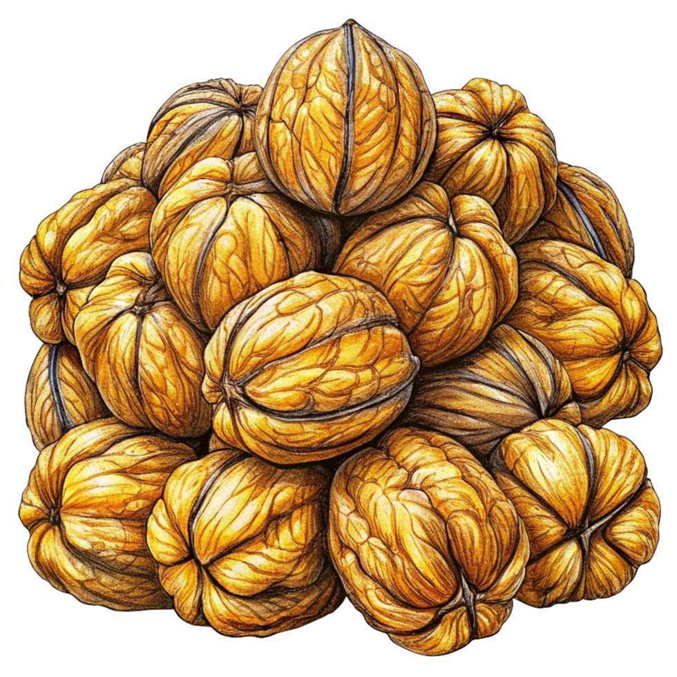 Heap of Walnuts Hand Drawn Graphic png