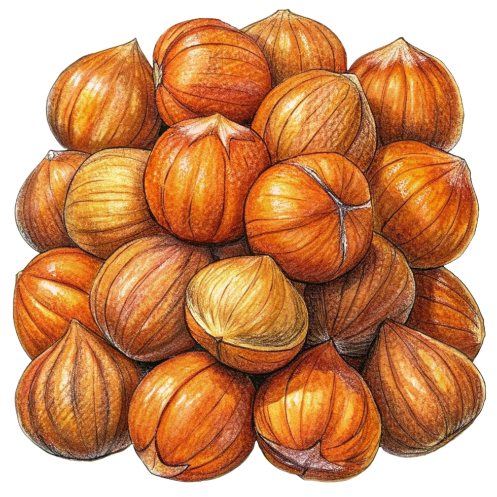 Heap of Hazelnuts Hand Drawn Art png