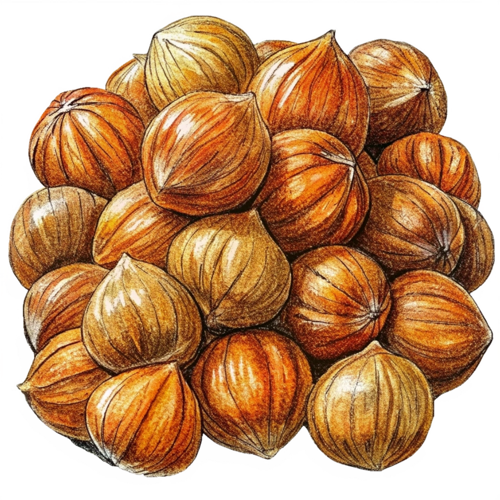 Heap of Hazelnuts Hand Drawn png