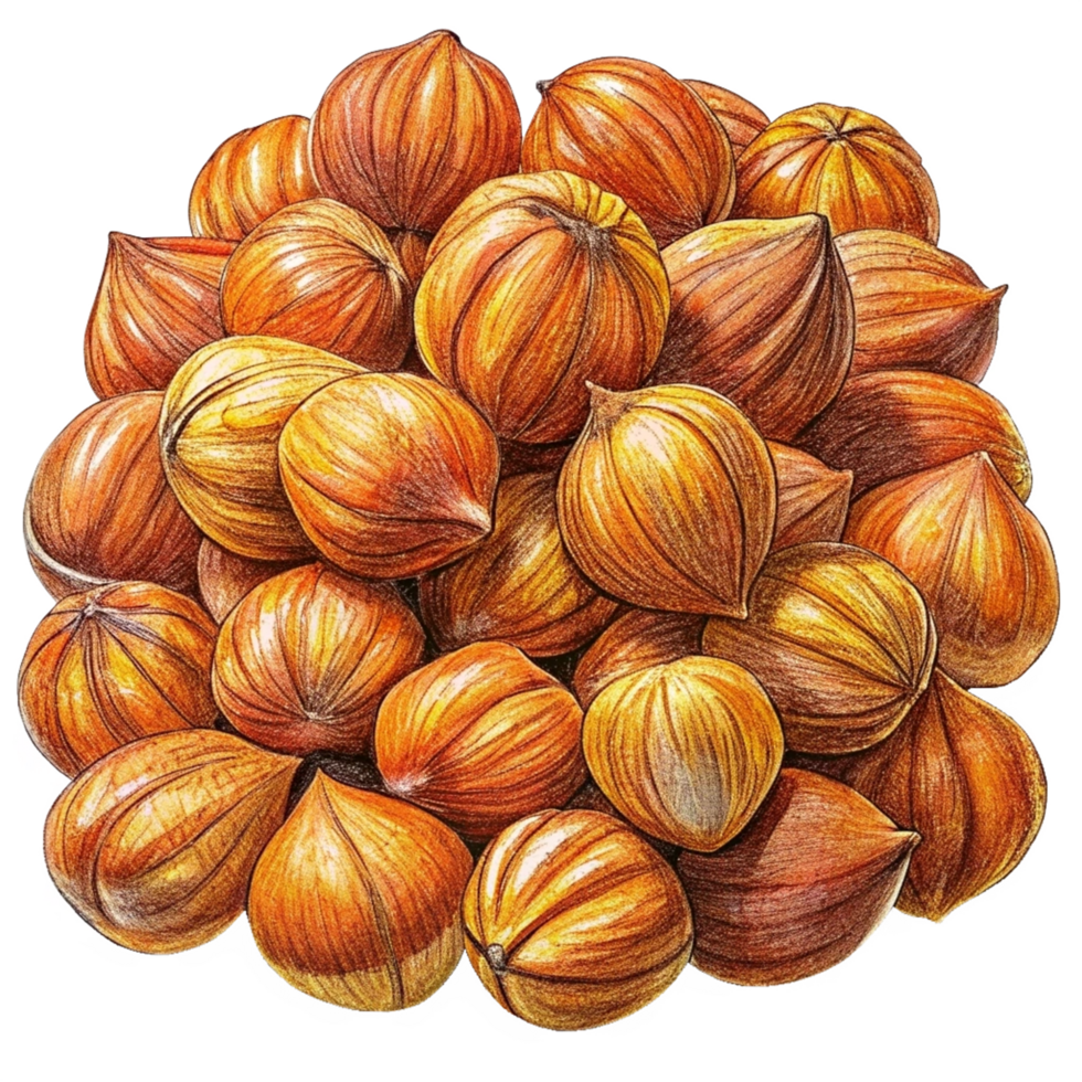 Heap of Hazelnuts Hand Drawn Drawing png