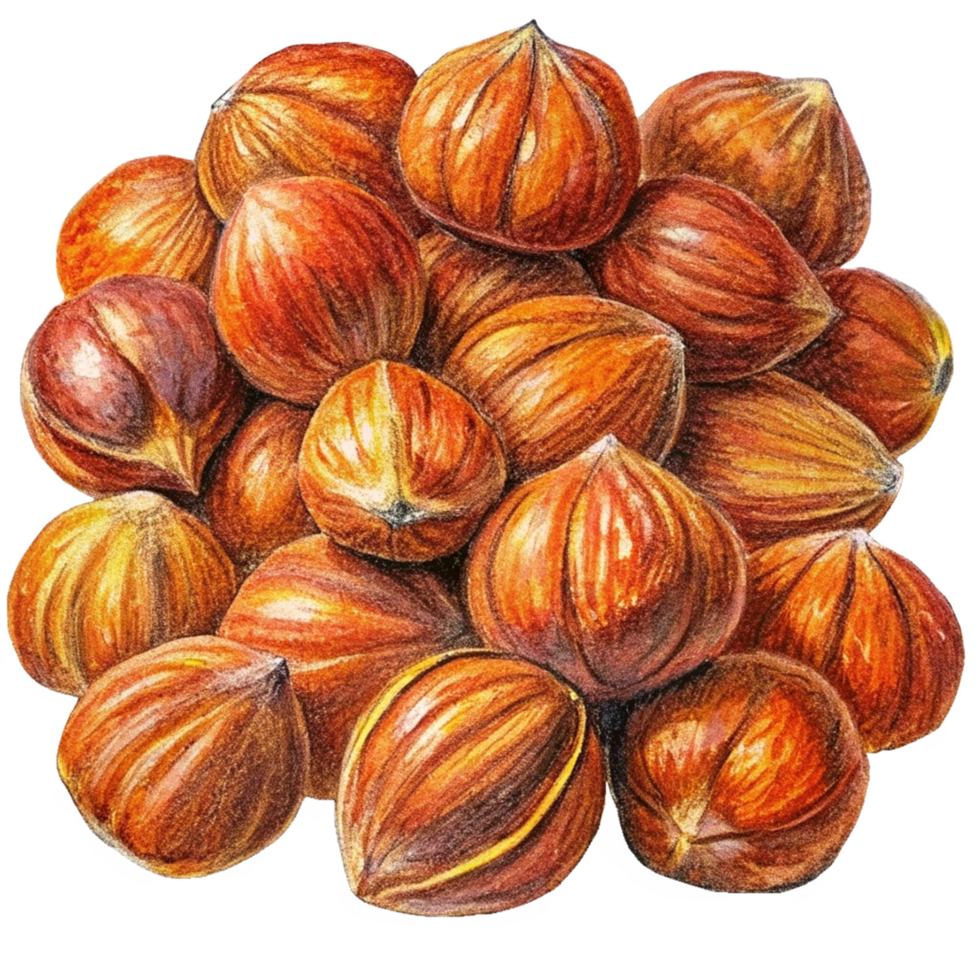 Heap of Hazelnuts Hand Drawn Illustration png
