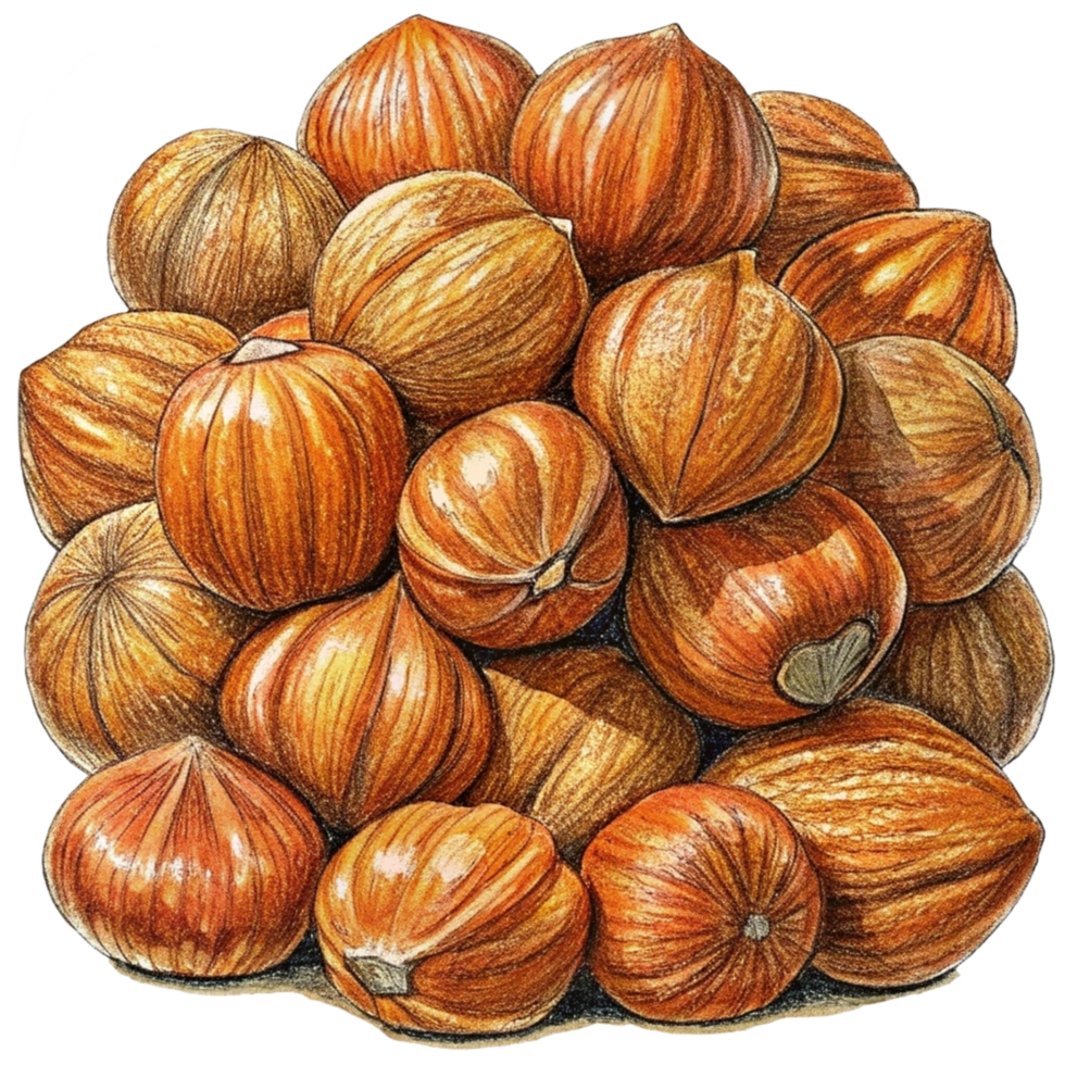 Heap of Hazelnuts Hand Drawn Object png