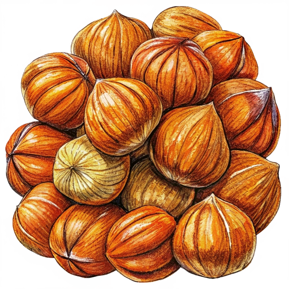 Heap of Hazelnuts Hand Drawn Image png