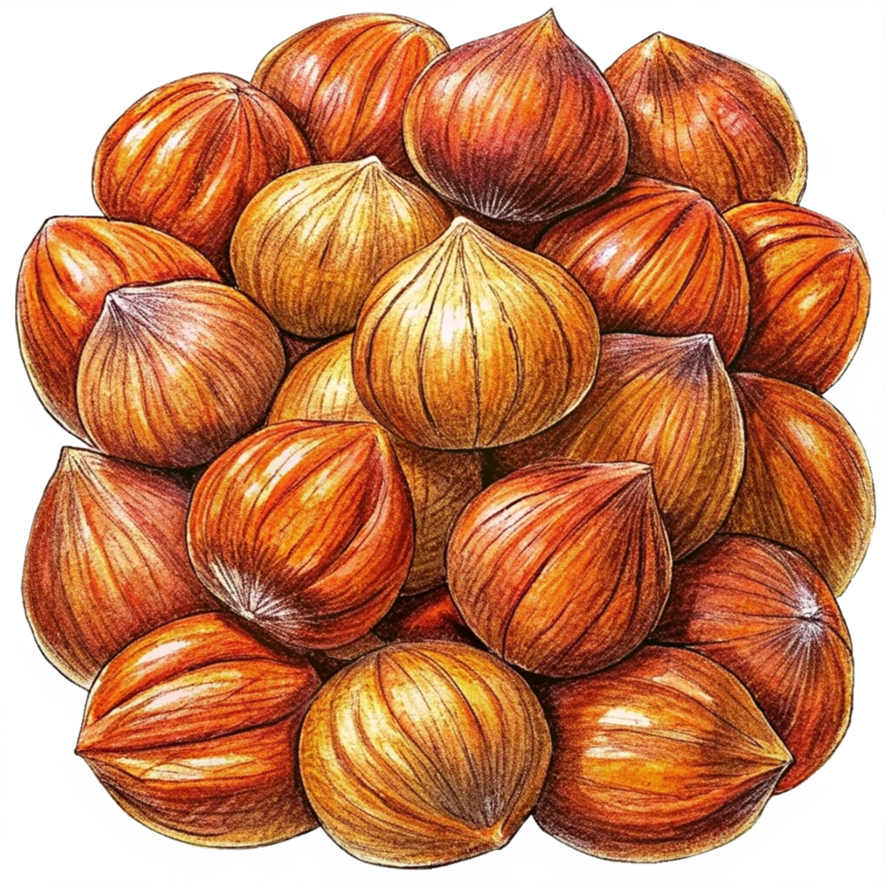 Heap of Hazelnuts Hand Drawn Graphic png