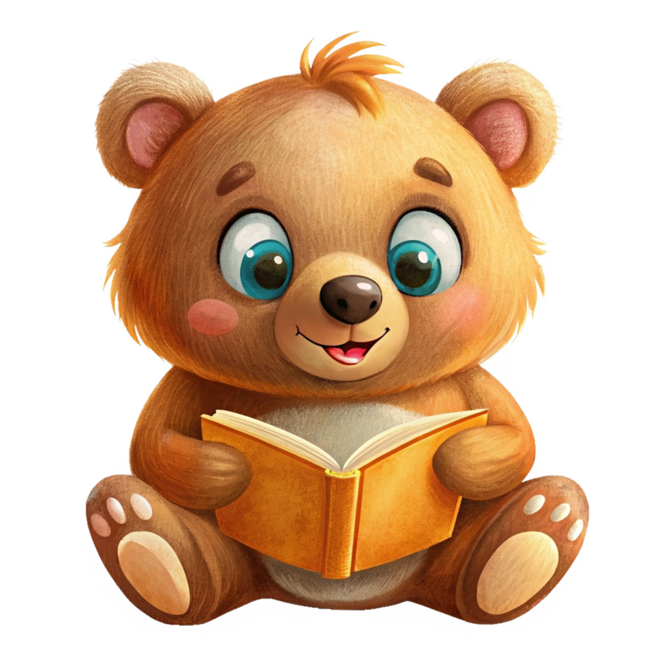 Cute Bear Read A Book Image png