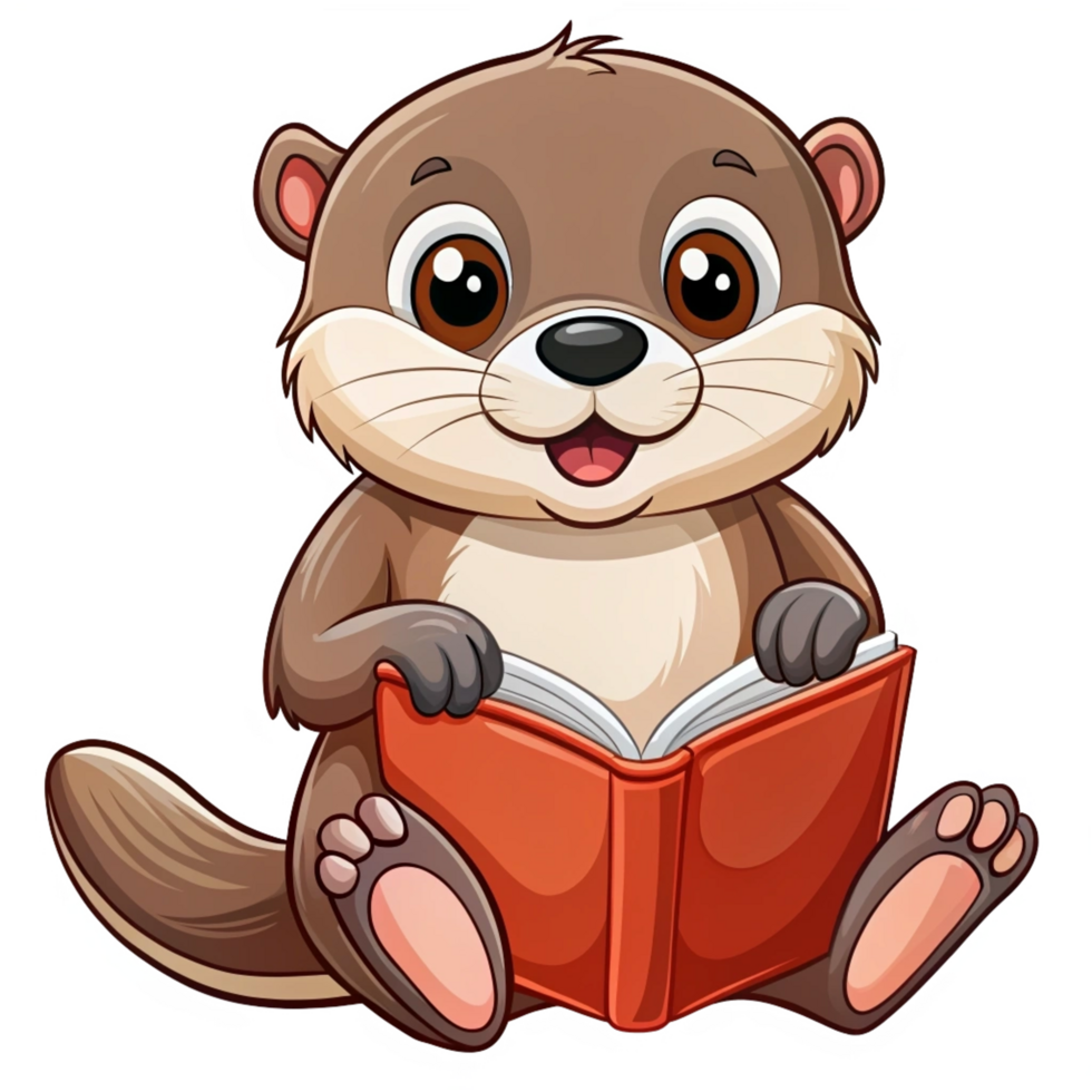 Cute Otter Read A Book Cartoon Image png