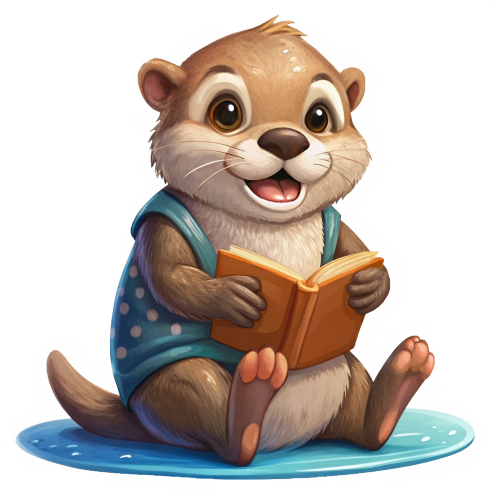 Cute Otter Read A Book Graphic png