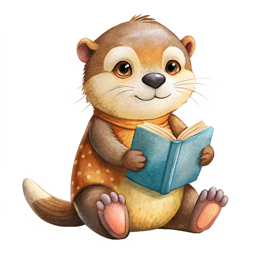 Cute Otter Read A Book Design png