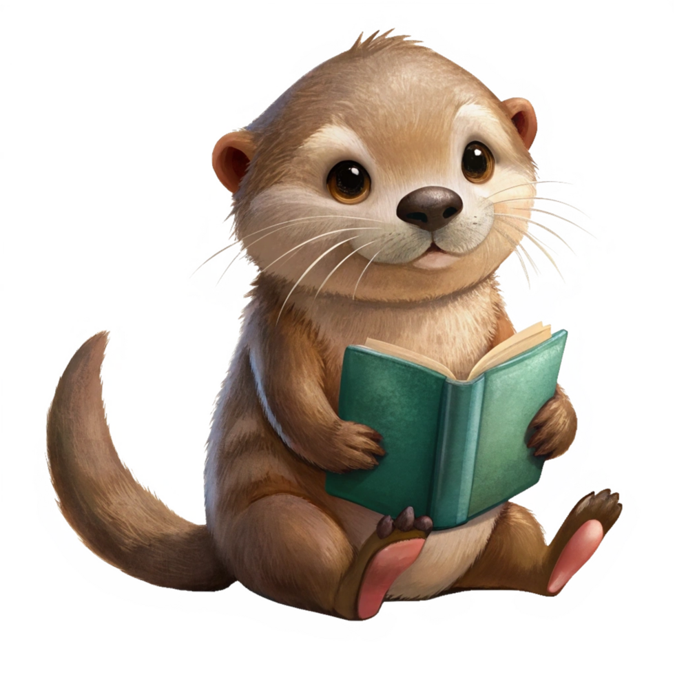 Cute Otter Read A Book Image png