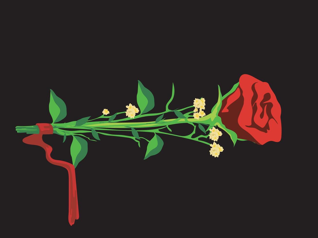 red rose flower chromatic simple illustration vector