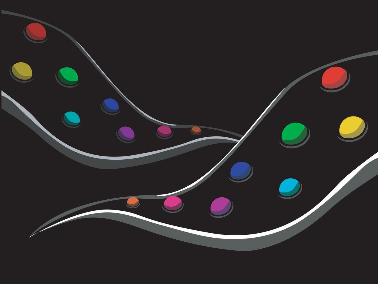 colorful balls on plate in chromatic black background design vector