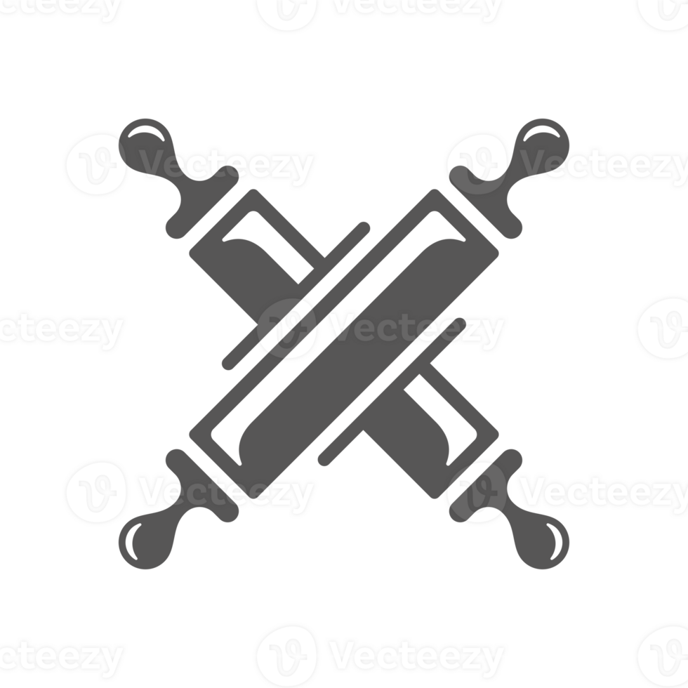 Crossed rolling pins hand drawn retro icon png