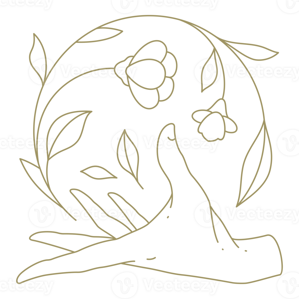 Hand holding flower line art design element png