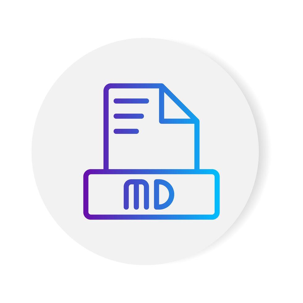 Md document format file icon. with gradient outlines. vector