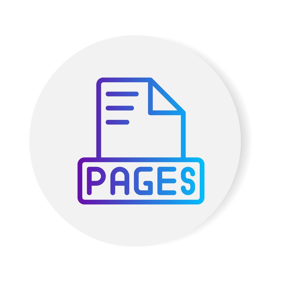 Pages document format file icon. with gradient outlines. vector