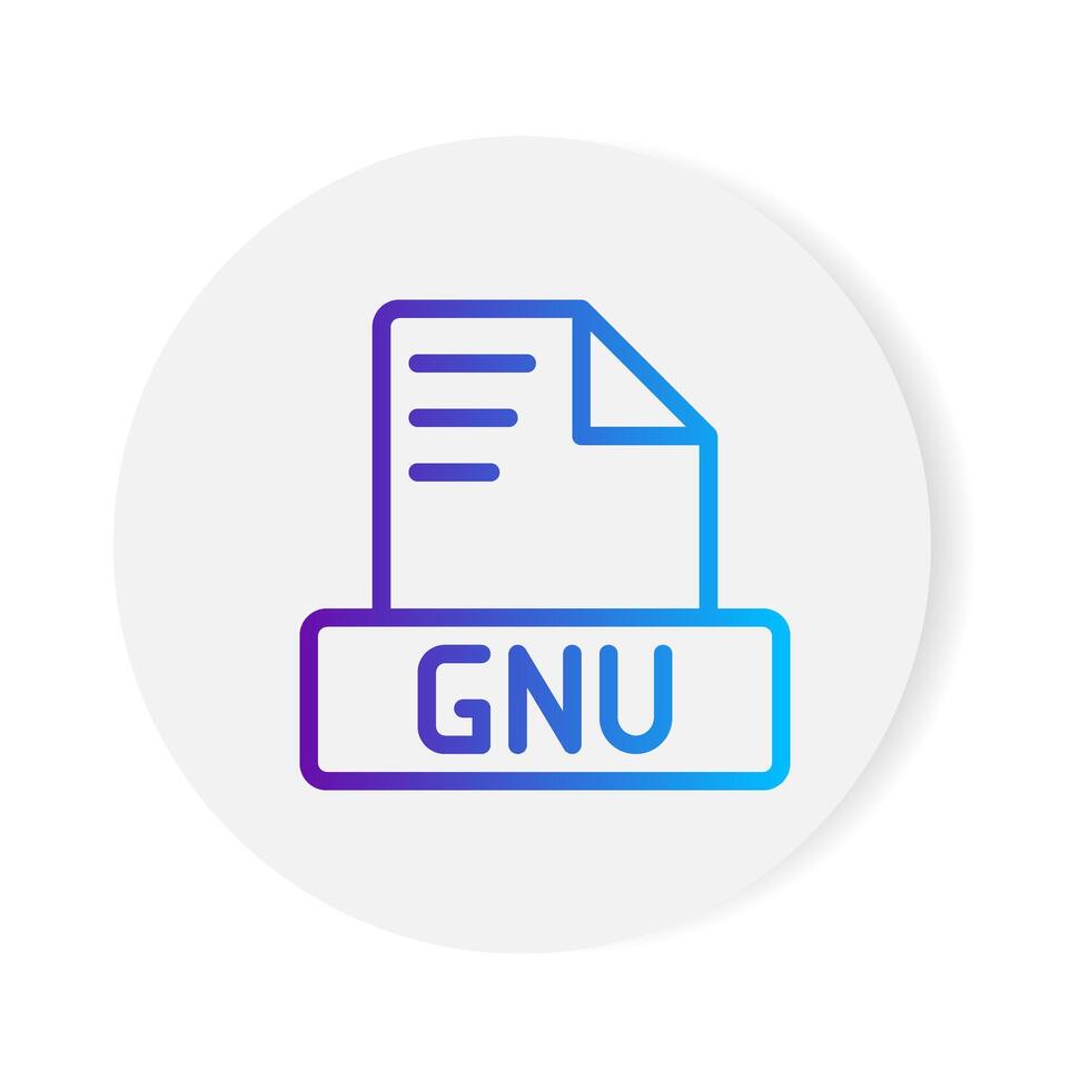 Gnu document format file icon. with gradient outlines. vector