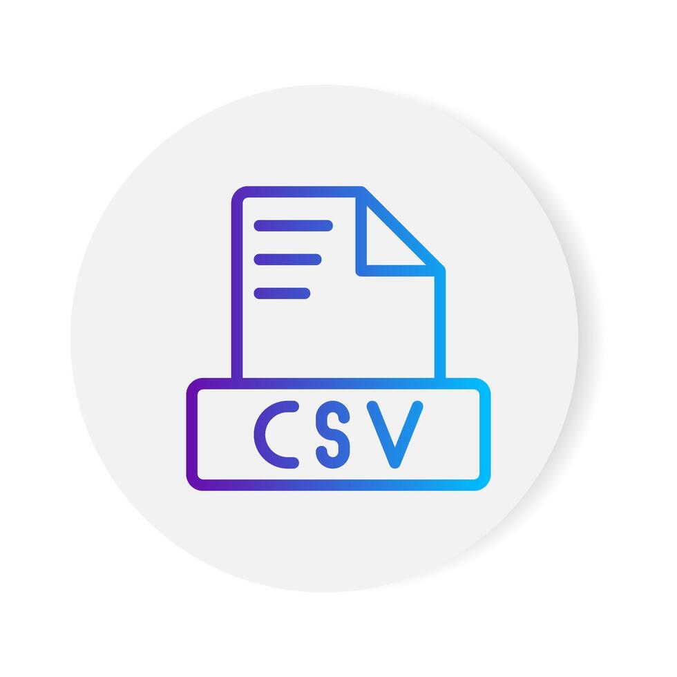 Csv document format file icon. with gradient outlines. vector