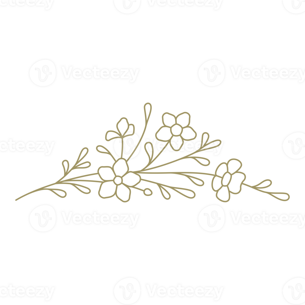 Floral vignette line art design element png