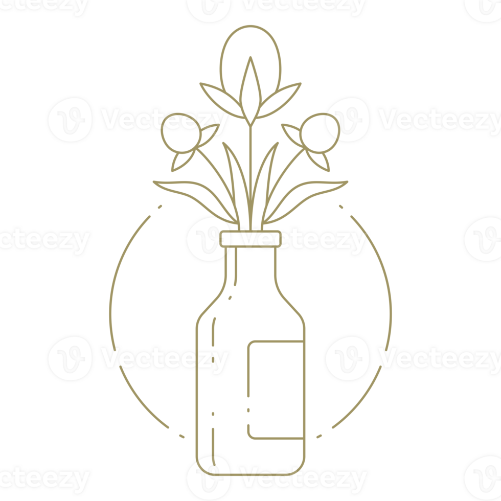 Flower in bottle line art design element png