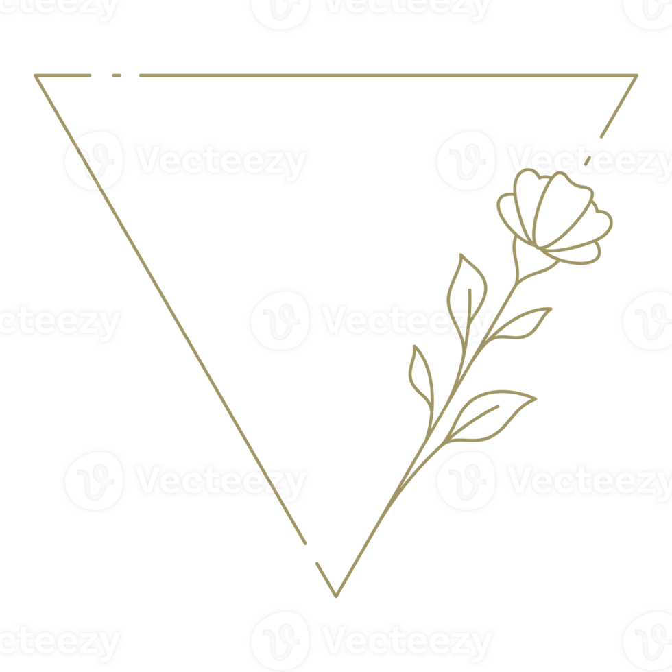 Floral line art triangle frame design element png