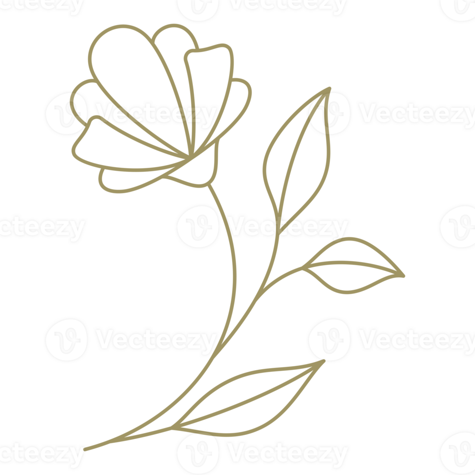 Flower on a rounded branch line art design element png