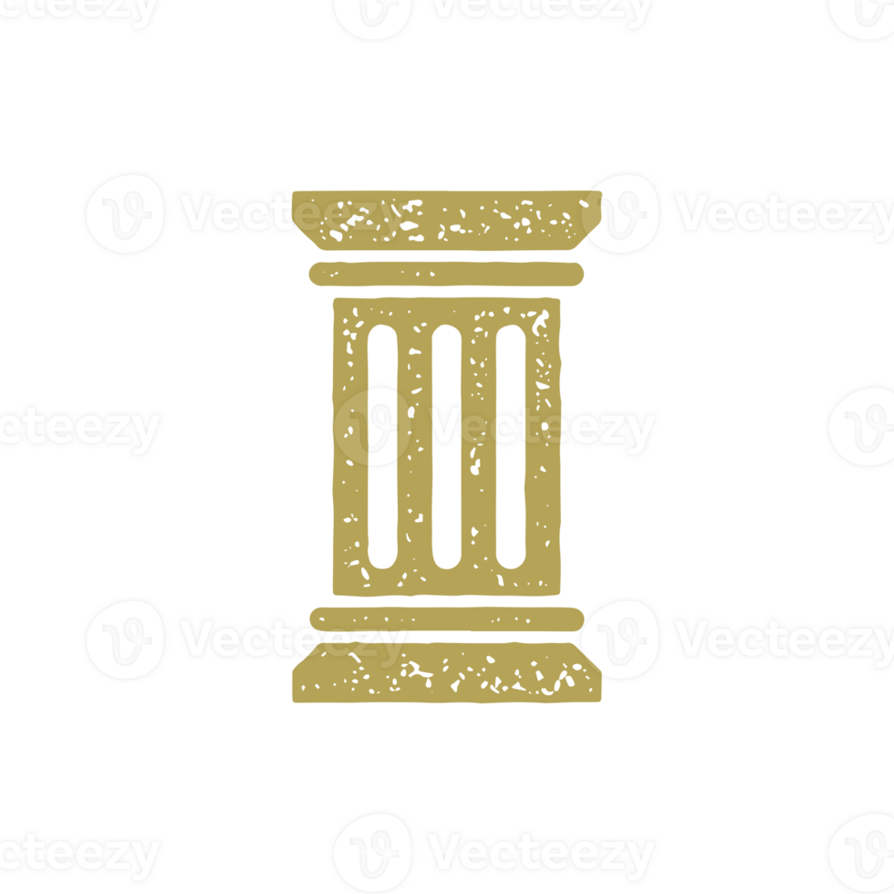 Ancient Greek traditional building column with Roman ornament grunge texture decorative design png