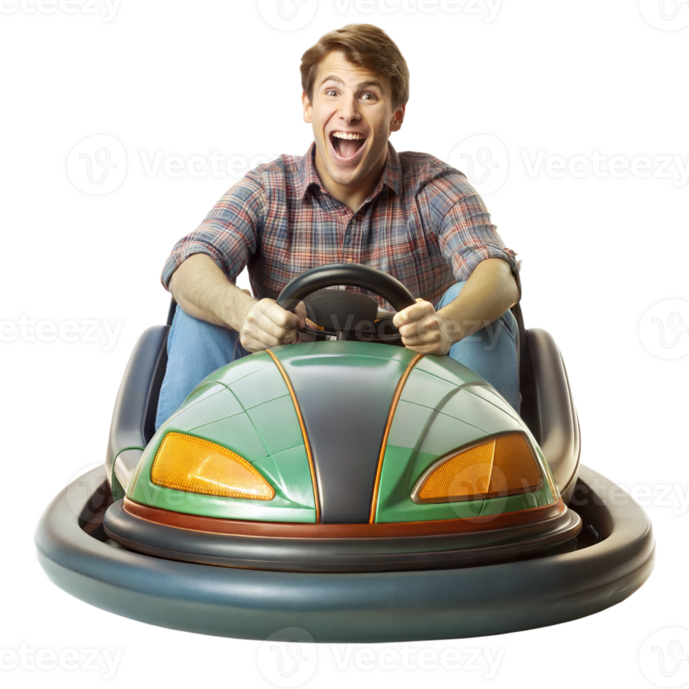 Child enjoying a ride in a bumper car png