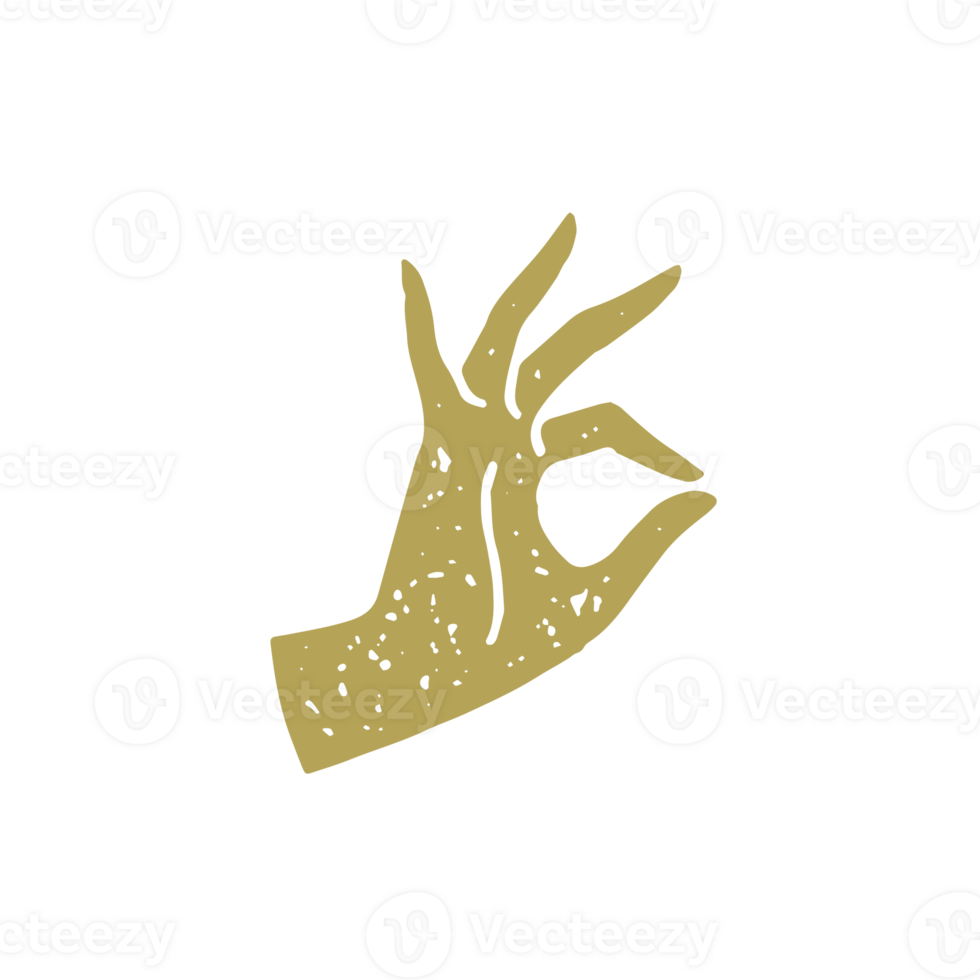 Elegant female hand showing symbol ok good with fingers antique decorative design grunge texture png